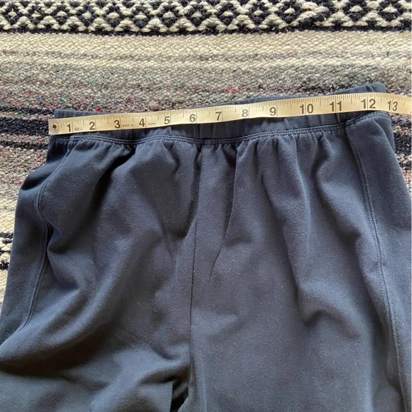 Soft Surroundings Navy Blue Elastic Waist Lounge Pants Straight Leg Side Buttons - Picture 2 of 11